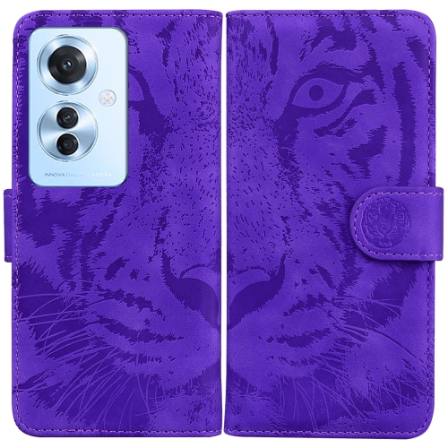 

For OPPO F25 Pro 5G Global Tiger Embossing Pattern Flip Leather Phone Case(Purple)