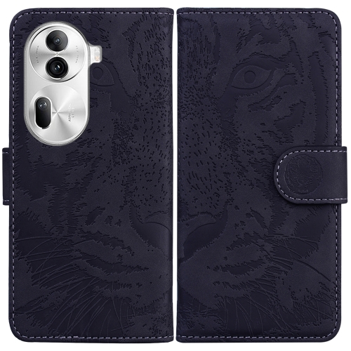 

For OPPO Reno11 Pro 5G Global Tiger Embossing Pattern Flip Leather Phone Case(Black)