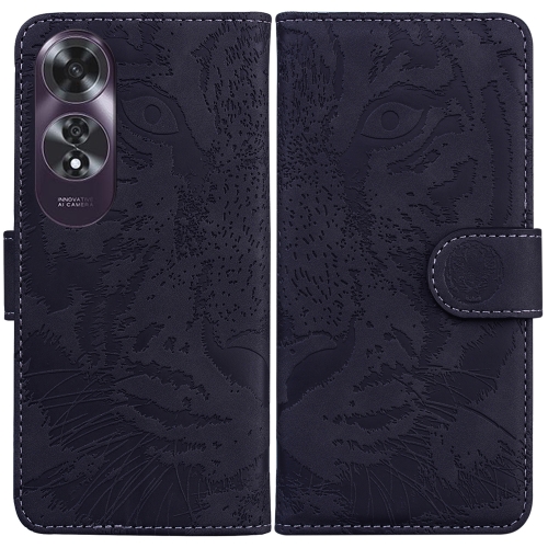 

For OPPO A60 4G Tiger Embossing Pattern Flip Leather Phone Case(Black)