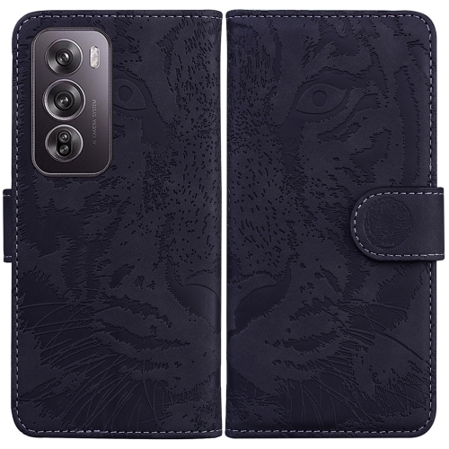 

For OPPO Reno12 Pro 5G Global Tiger Embossing Pattern Flip Leather Phone Case(Black)