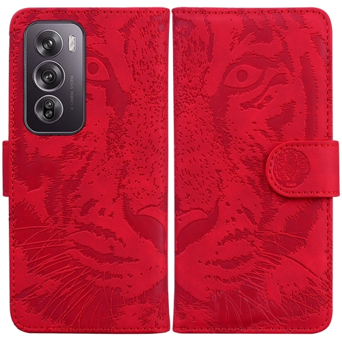 

For OPPO Reno12 Pro 5G Global Tiger Embossing Pattern Flip Leather Phone Case(Red)