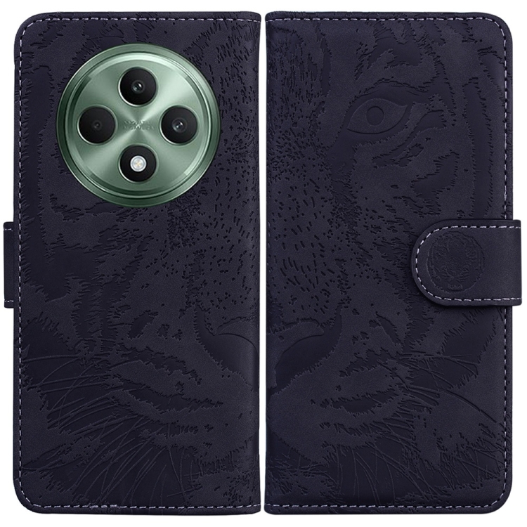 

For OPPO Reno12 F 5G Tiger Embossing Pattern Flip Leather Phone Case(Black)