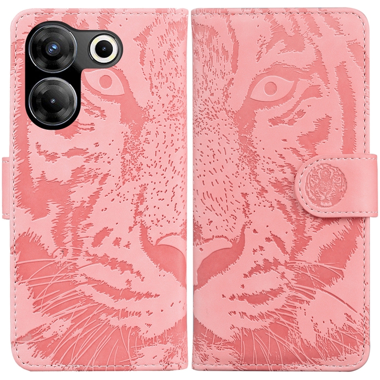 

For Tecno Camon 20 Pro 4G / 20 Tiger Embossing Pattern Flip Leather Phone Case(Pink)