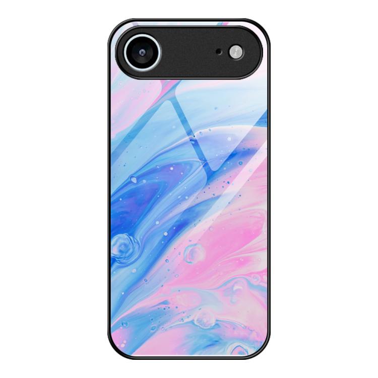 

For iPhone 17 Air Marble Pattern Glass Protective Phone Case(Pink)