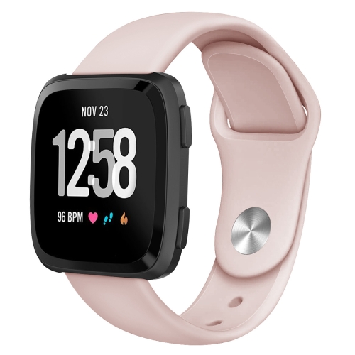 For Fitbit Versa 2 / Fitbit Versa / Fitbit Versa Lite Solid Color Silicone Watch Band, Size:S(Sand Pink) for samsung galaxy watch5 40mm 44mm pro 45mm folding buckle silicone watch band dark blue