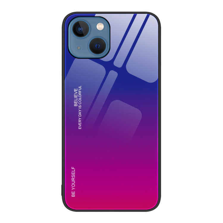 

For iPhone 15 Plus Gradient Color Glass Phone Case(Purple Red)