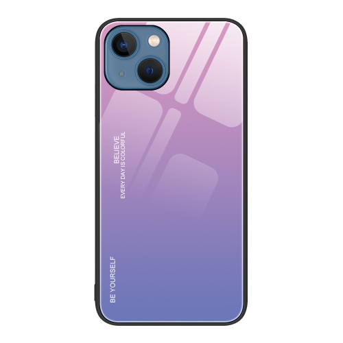 

For iPhone 15 Gradient Color Glass Phone Case(Pink Purple)