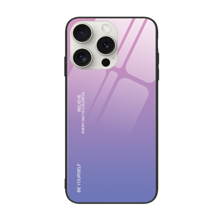 

For iPhone 16 Pro Gradient Color Glass Phone Case(Pink Purple)