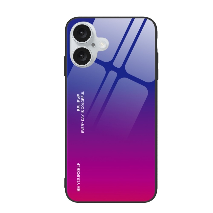 

For iPhone 16 Plus Gradient Color Glass Phone Case(Purple Red)