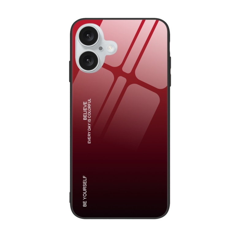 

For iPhone 16 Gradient Color Glass Phone Case(Red Black)