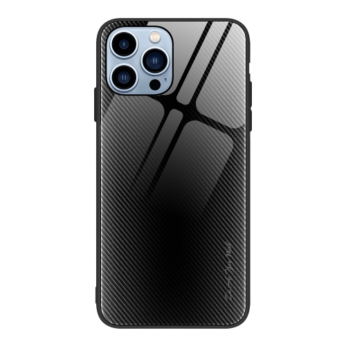 

For iPhone 15 Pro Texture Gradient Glass TPU Phone Case(Black)