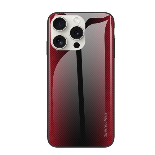 

For iPhone 16 Pro Max Texture Gradient Glass TPU Phone Case(Red)