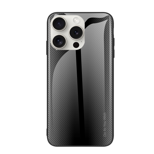 

For iPhone 16 Pro Texture Gradient Glass TPU Phone Case(Black)