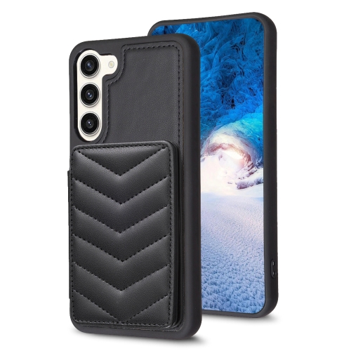 

For Samsung Galaxy S23+ 5G BF26 Wave Pattern Card Bag Holder Phone Case(Black)