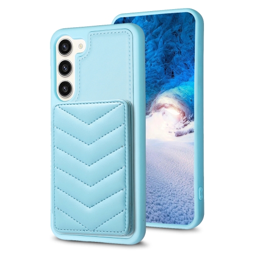 

For Samsung Galaxy S23+ 5G BF26 Wave Pattern Card Bag Holder Phone Case(Blue)