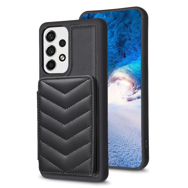 

For Samsung Galaxy A53 BF26 Wave Pattern Card Bag Holder Phone Case(Black)