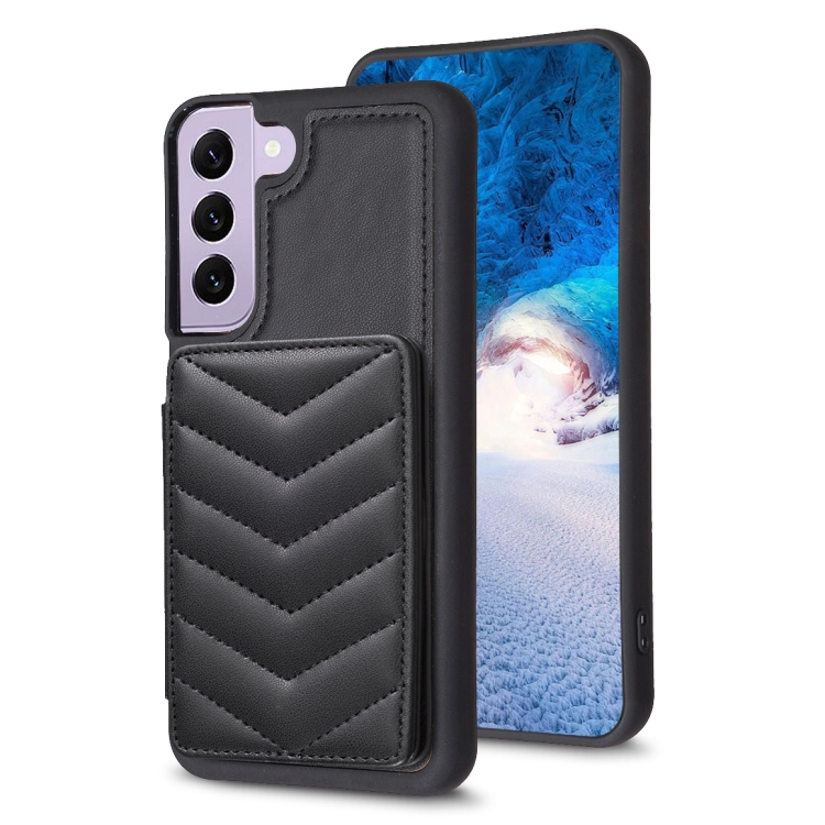 

For Samsung Galaxy S21 5G BF26 Wave Pattern Card Bag Holder Phone Case(Black)