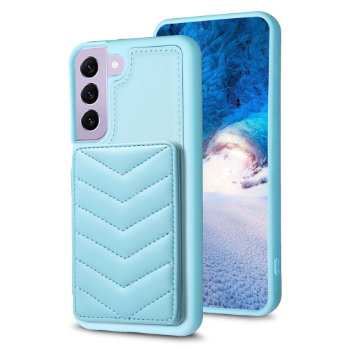 

For Samsung Galaxy S21 5G BF26 Wave Pattern Card Bag Holder Phone Case(Blue)