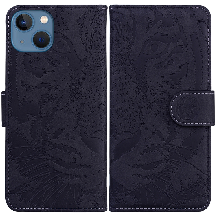 

For iPhone 14 Tiger Embossing Pattern Leather Phone Case(Black)