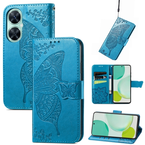 

For Huawei nova 11i / Enjoy 60 Pro Butterfly Love Flower Embossed Flip Leather Phone Case(Blue)