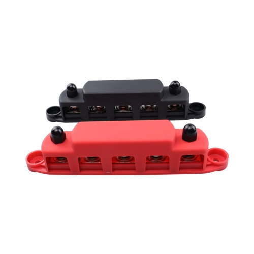 Paar schwarz-rote Stromverteilungsblock-Sammelschienen-M8-Anschlussbolzen  für Autos, Wohnmobile, Schiffe, Yachten