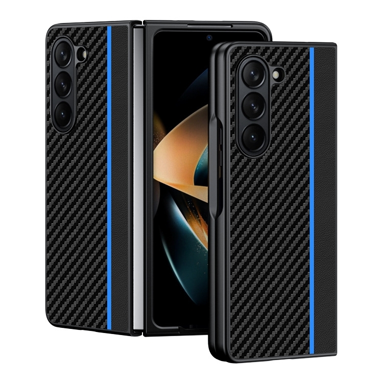 

For Samsung Galaxy Z Fold6 Ultra-thin Carbon Fiber Texture Printing Phone Case(Black Blue)