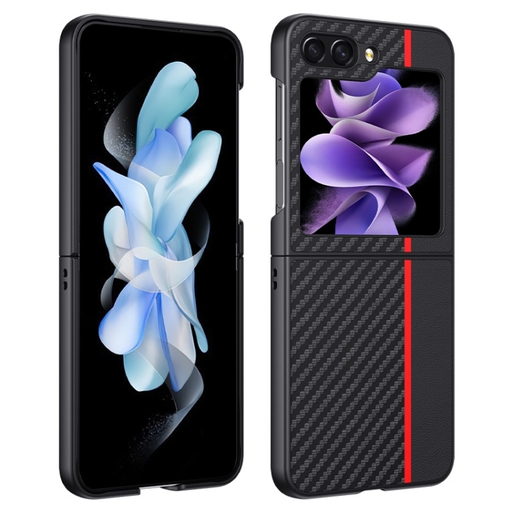 

For Samsung Galaxy Z Flip6 / Flip7 FE Ultra-thin Carbon Fiber Texture Printing Phone Case(Black Red)