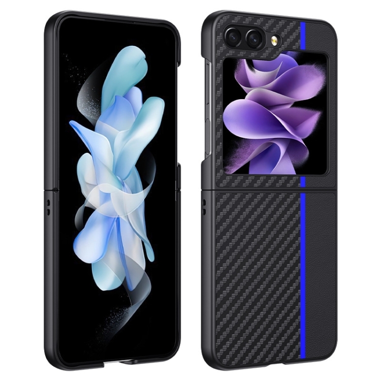 

For Samsung Galaxy Z Flip6 Ultra-thin Carbon Fiber Texture Printing Phone Case(Black Blue)