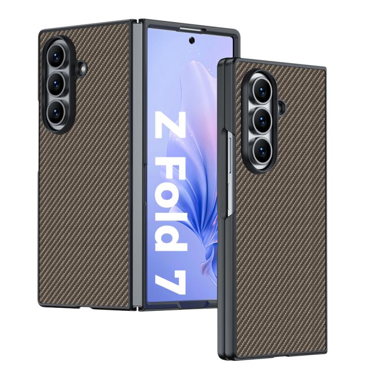 

For Samsung Galaxy Z Fold7 Ultra-thin Carbon Fiber Texture Printing Phone Case(Gold)