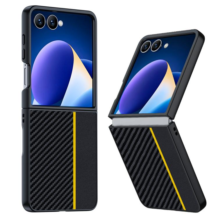 

For Samsung Galaxy Z Flip7 Ultra-thin Carbon Fiber Texture Printing Phone Case(Black Yellow)