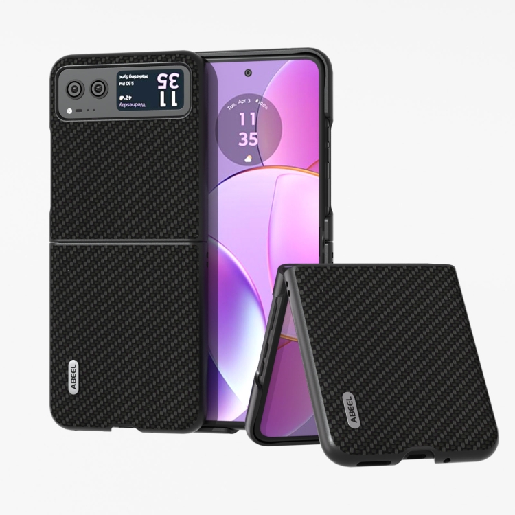 

For Motorola Razr 40 ABELL Carbon Fiber Protective Phone Case(Black)