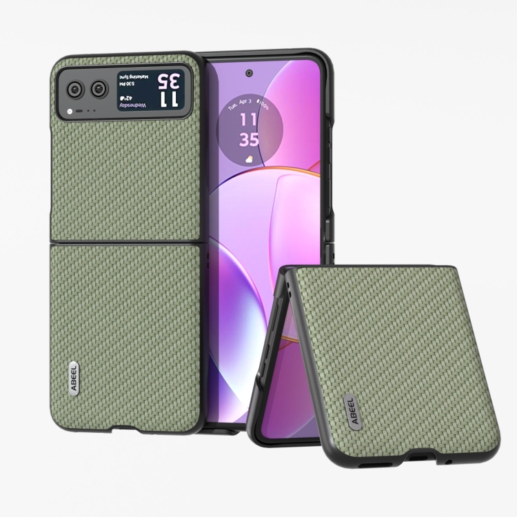 

For Motorola Razr 40 ABELL Carbon Fiber Protective Phone Case(Green)