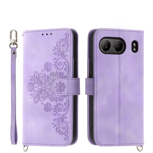 

For OnePlus Nord 4 5G Skin-feel Flowers Embossed Wallet Leather Phone Case(Purple)