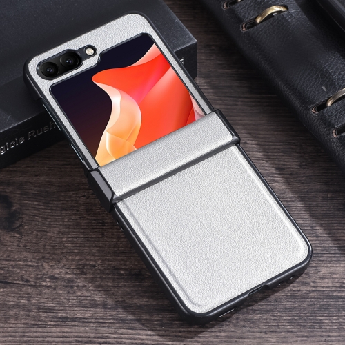 

For Samsung Galaxy Z Flip6 Three-stage Folding Leather Texture Phone Case(Silver)