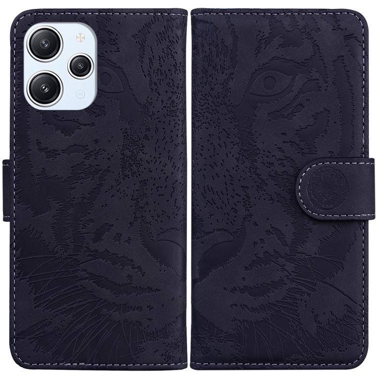 

For Xiaomi Redmi 12 Tiger Embossing Pattern Leather Phone Case(Black)