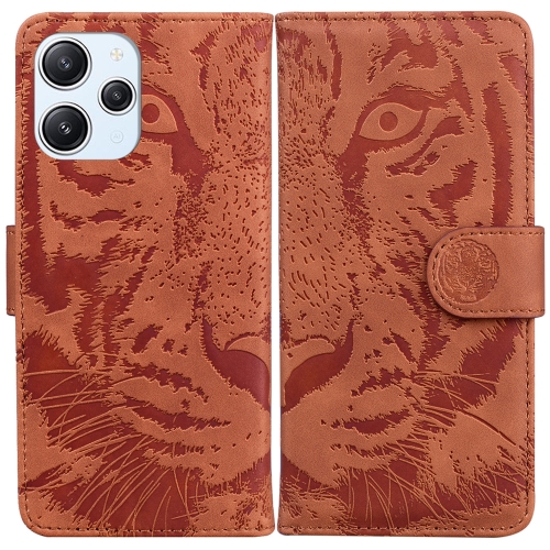 

For Xiaomi Redmi 12 Tiger Embossing Pattern Leather Phone Case(Brown)