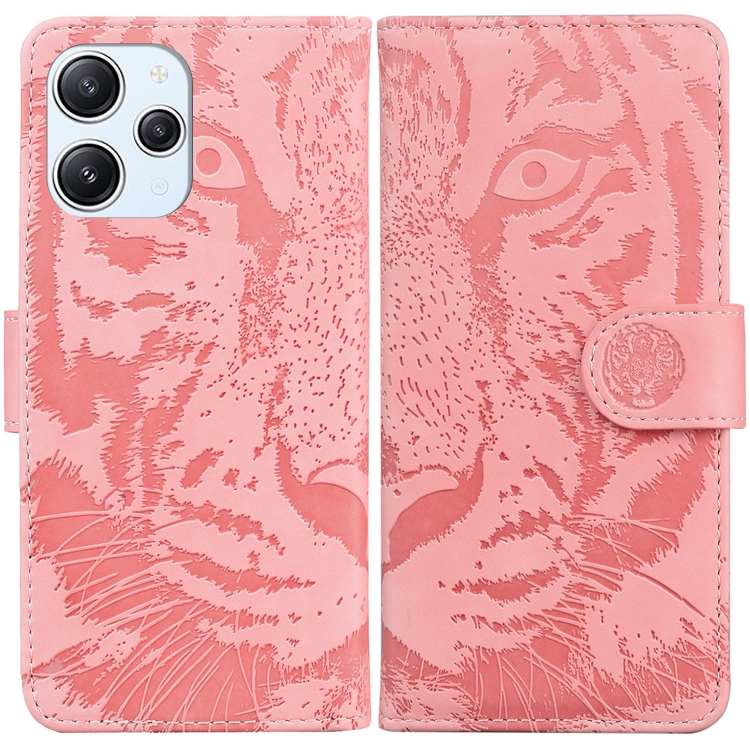 

For Xiaomi Redmi 12 Tiger Embossing Pattern Leather Phone Case(Pink)
