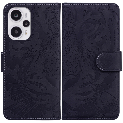 

For Xiaomi Poco F5 / Redmi Note 12 Turbo Tiger Embossing Pattern Leather Phone Case(Black)