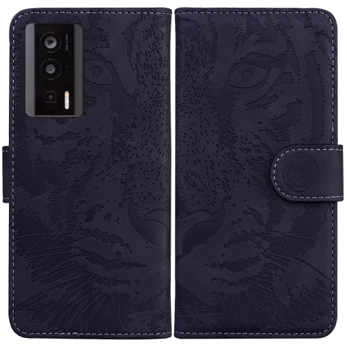 

For Xiaomi Poco F5 Pro / Redmi K60 Tiger Embossing Pattern Leather Phone Case(Black)