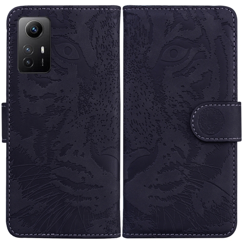 

For Xiaomi Redmi Note 12S Tiger Embossing Pattern Leather Phone Case(Black)