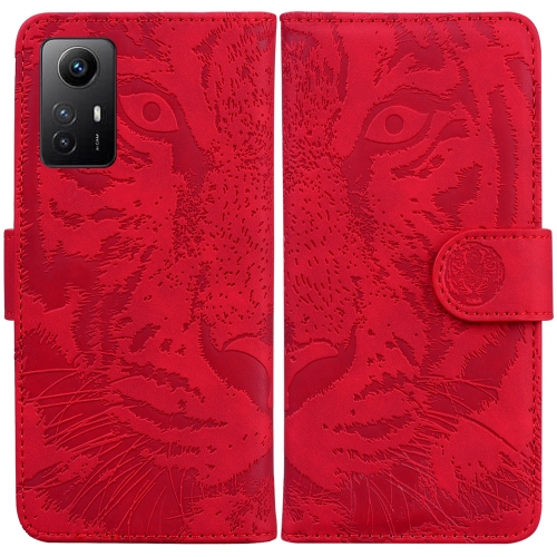 

For Xiaomi Redmi Note 12S Tiger Embossing Pattern Leather Phone Case(Red)