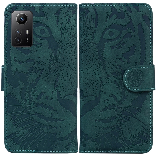 

For Xiaomi Redmi Note 12S Tiger Embossing Pattern Leather Phone Case(Green)