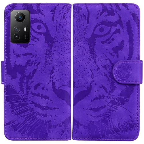 

For Xiaomi Redmi Note 12S Tiger Embossing Pattern Leather Phone Case(Purple)