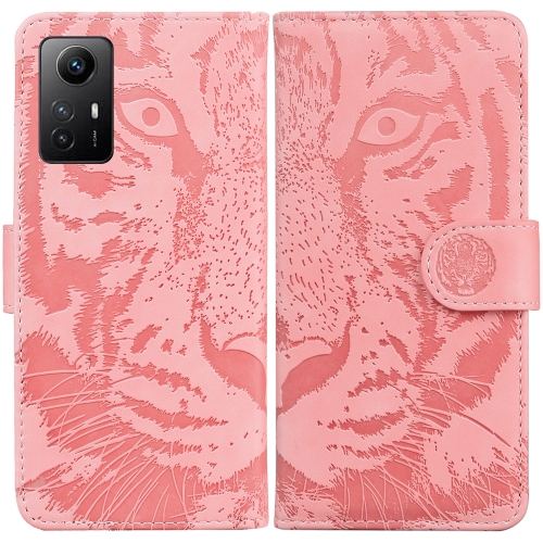 

For Xiaomi Redmi Note 12S Tiger Embossing Pattern Leather Phone Case(Pink)