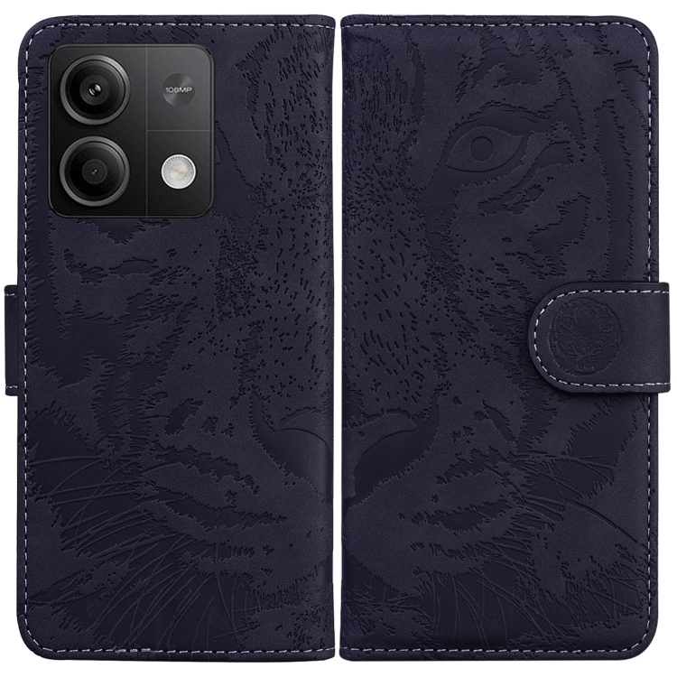 

For Xiaomi Redmi Note 13 5G Tiger Embossing Pattern Leather Phone Case(Black)