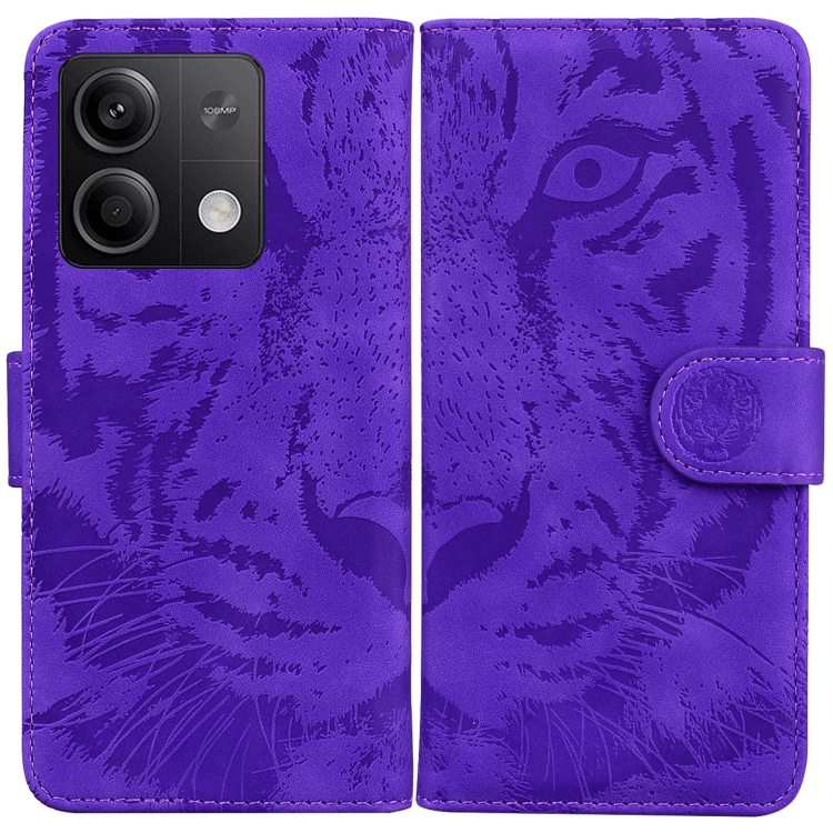 

For Xiaomi Redmi Note 13 5G Tiger Embossing Pattern Leather Phone Case(Purple)