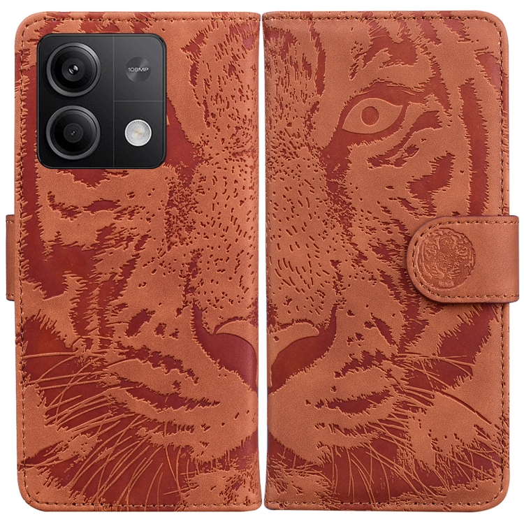 

For Xiaomi Redmi Note 13 5G Tiger Embossing Pattern Leather Phone Case(Brown)