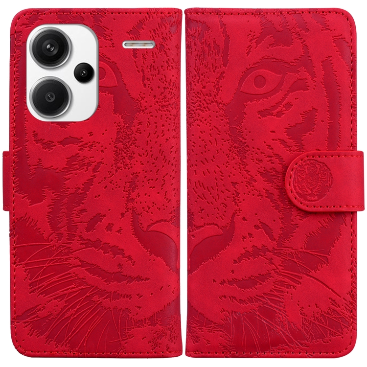 

For Xiaomi Redmi Note 13 Pro+ 5G Tiger Embossing Pattern Leather Phone Case(Red)