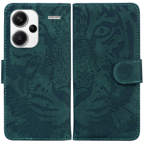 

For Xiaomi Redmi Note 13 Pro+ 5G Tiger Embossing Pattern Leather Phone Case(Green)