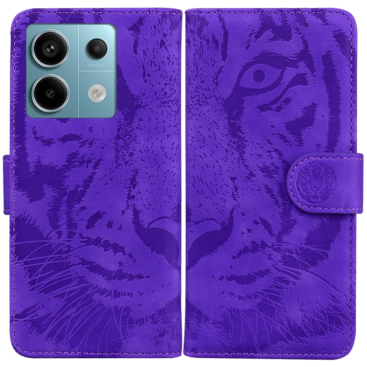 

For Xiaomi Redmi Note 13 Pro 5G Tiger Embossing Pattern Leather Phone Case(Purple)
